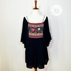 Bohemian Embroidery Floral Tent Style Dress Size S